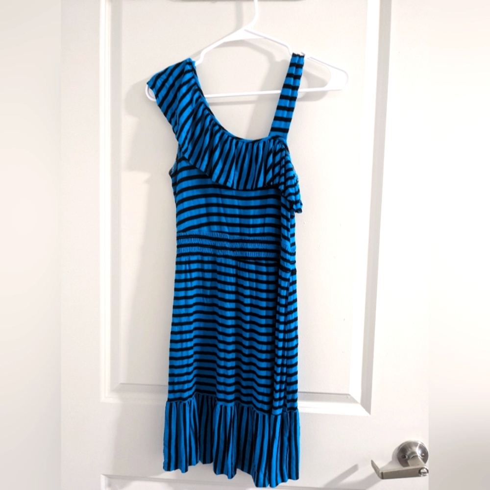Blue & Black Striped Dress